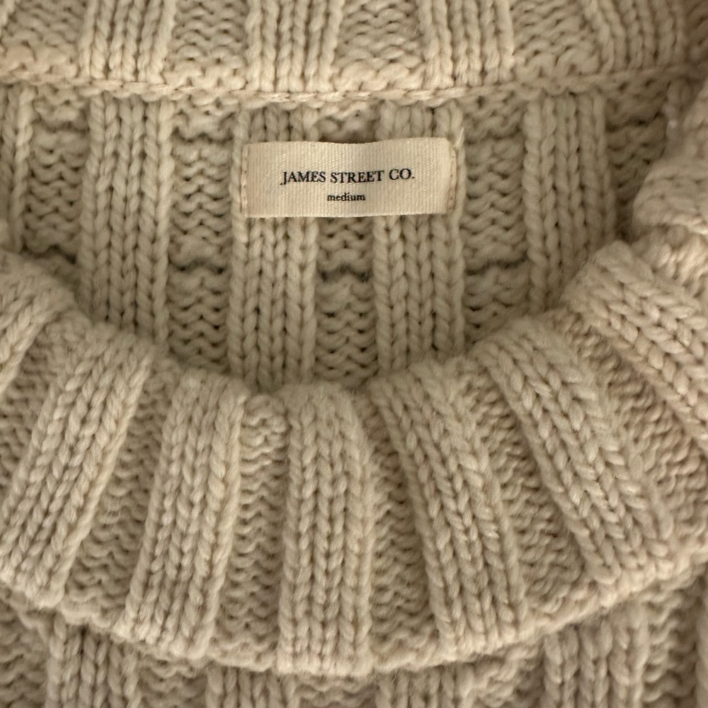 James Street Co. Faye Andean Highland Wool Cream/Ivory Crew Neck Sweater Size M - Picture 3 of 4
